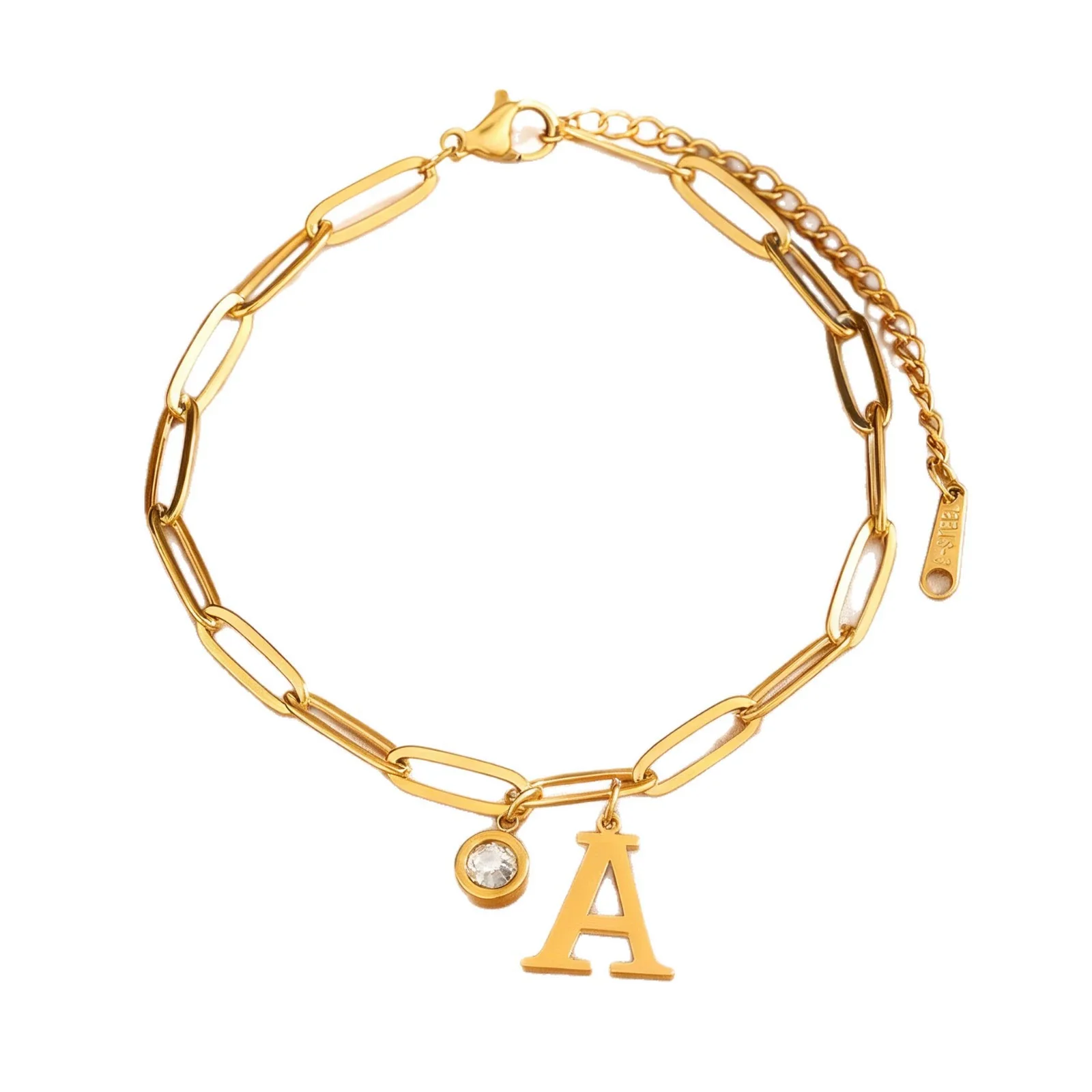 Wholesale Fashionable Women's Stainless Steel Electroplated Letter And Number Zircon Bracelet - Image 5