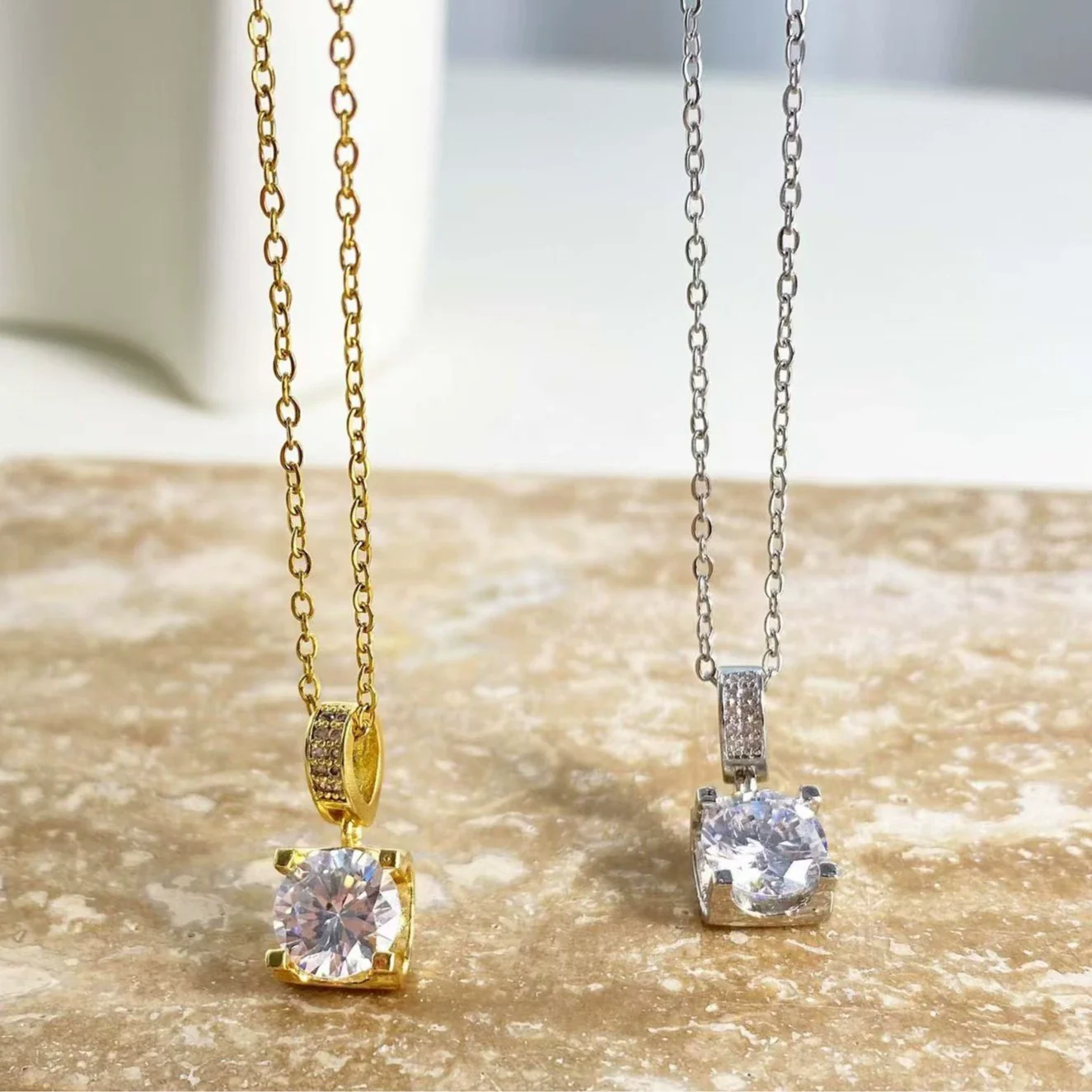 Wholesale Female Sweet Geometric Copper And Titanium Steel Necklace With Real Gold Plating And Enhanced Color Retention - Image 4
