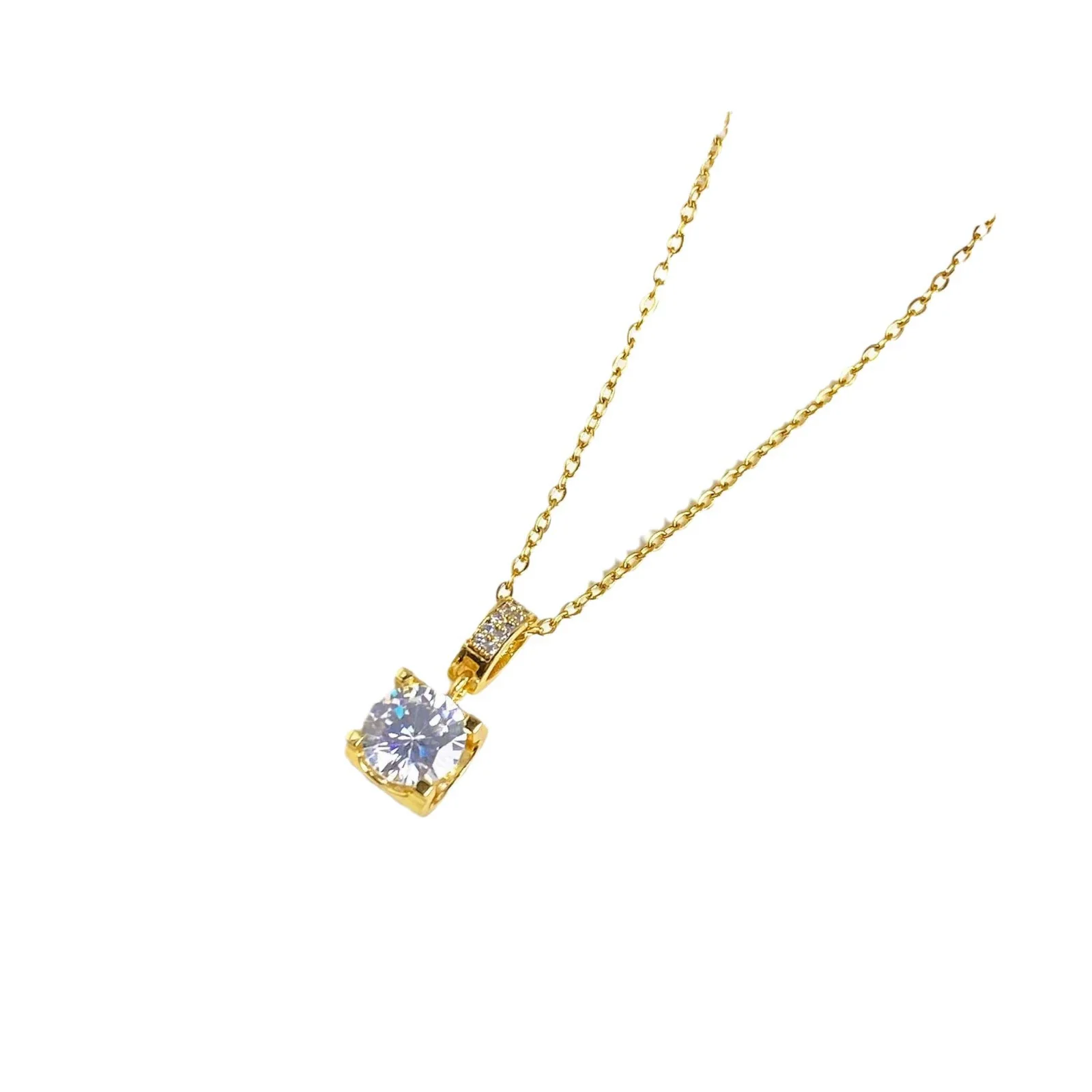 Wholesale Female Sweet Geometric Copper And Titanium Steel Necklace With Real Gold Plating And Enhanced Color Retention - Image 5