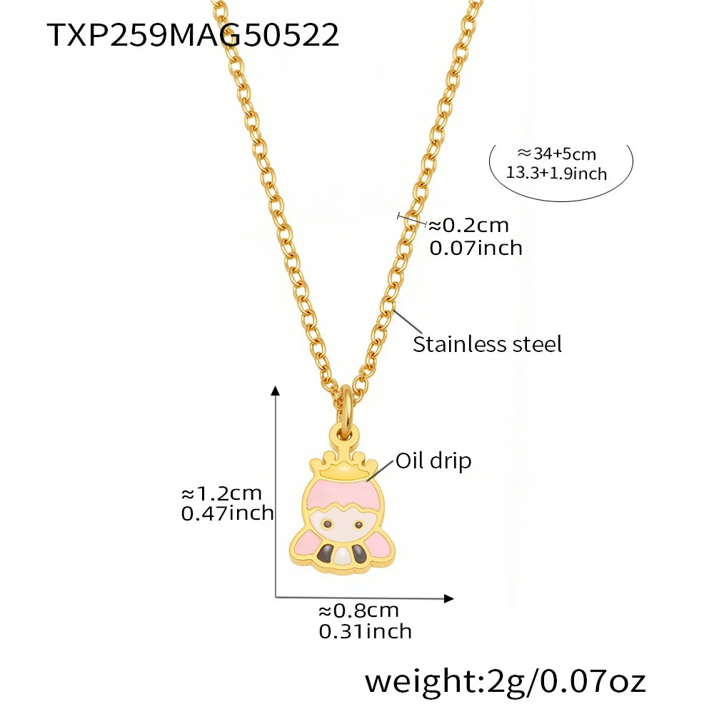 Wholesale Ferris Wheel Cartoon Girl Princess Design Stainless Steel And Titanium Steel Electroplated Jewelry Set For Children And Unisex - Image 6