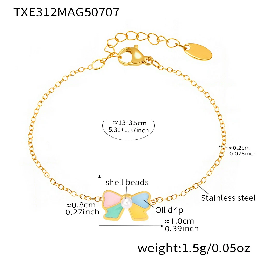 Wholesale Ferris Wheel Colorful Oil Dripping Bow Kids Jewelry Set Stainless Steel Enamel Glaze Geometric Electroplating - Image 7