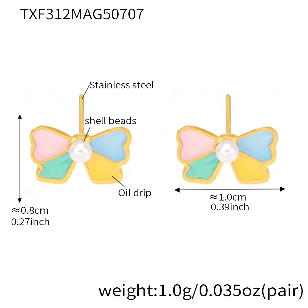 Wholesale Ferris Wheel Colorful Oil Dripping Bow Kids Jewelry Set Stainless Steel Enamel Glaze Geometric Electroplating - Image 8