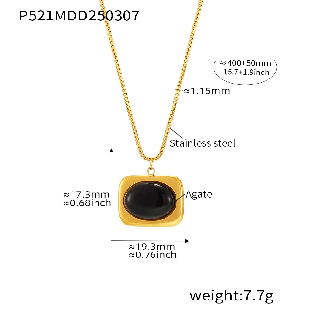 Wholesale Ferris Wheel Earrings And Necklace Set For Women Made Of Stainless Steel And Black Onyx With Titanium Steel Pendant And 18K Real Gold Electroplating - Image 8