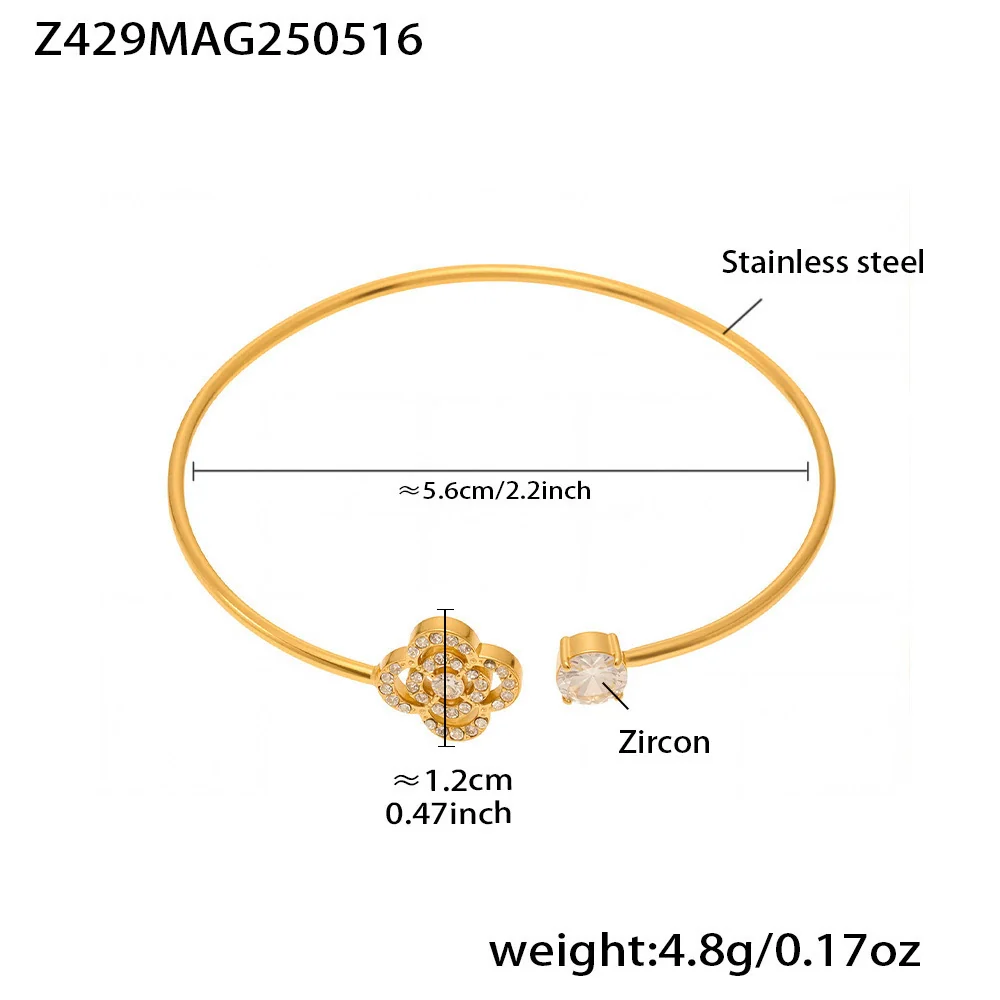 Wholesale Ferris Wheel Geometric Stainless Steel And Zircon Electroplated Elastic Open Bracelet For Women - Image 12
