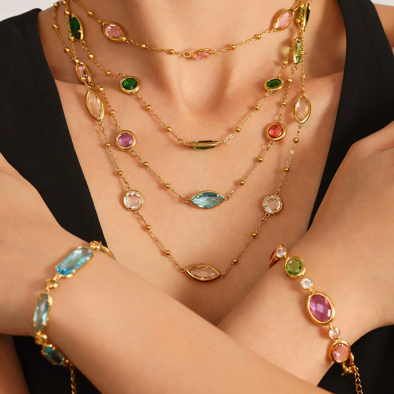 Wholesale Ferris Wheel Geometric Zircon Stainless Steel And Titanium Steel Electroplated Necklace For Ladies - Image 3