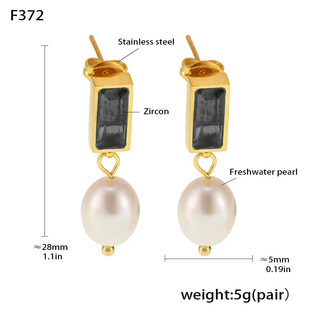Wholesale Ferris Wheel Light Luxury Geometric Emerald Zircon Freshwater Pearl Electroplated Earrings For Women - Image 9