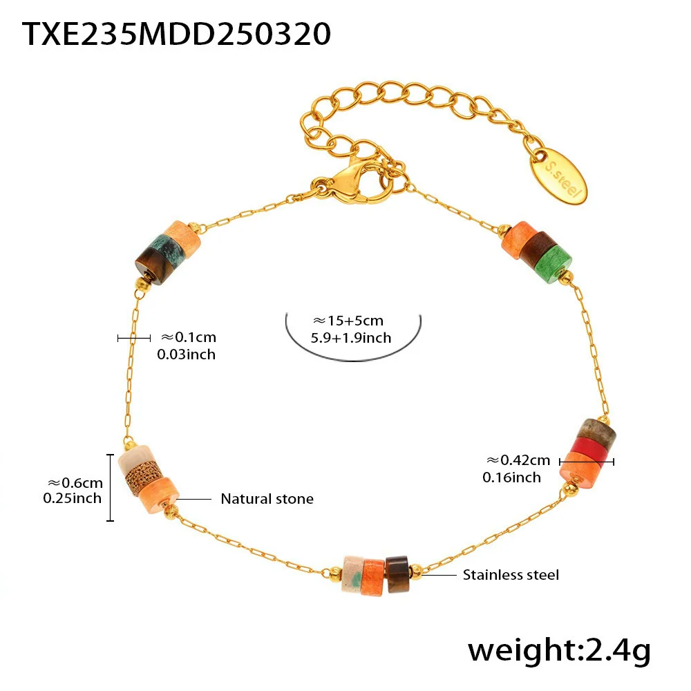 Wholesale Ferris Wheel Retro Maillard Style Light Luxury Electroplated Natural Stone Beaded Necklace And Bracelet Set For Women - Image 6