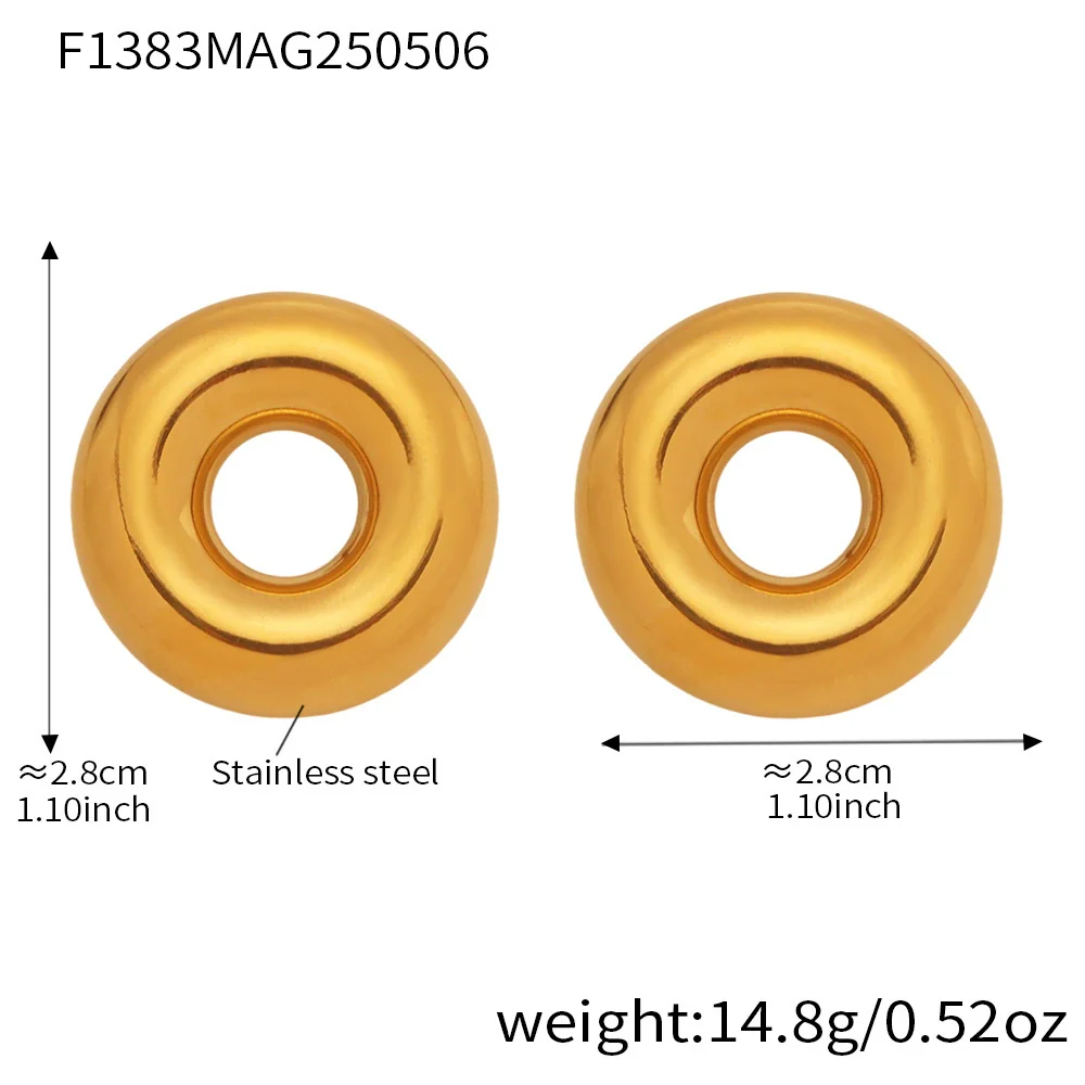 Wholesale Ferris Wheel Stainless Steel Geometric Hollow Circle Earrings 18K Gold Plated For Women - Image 7