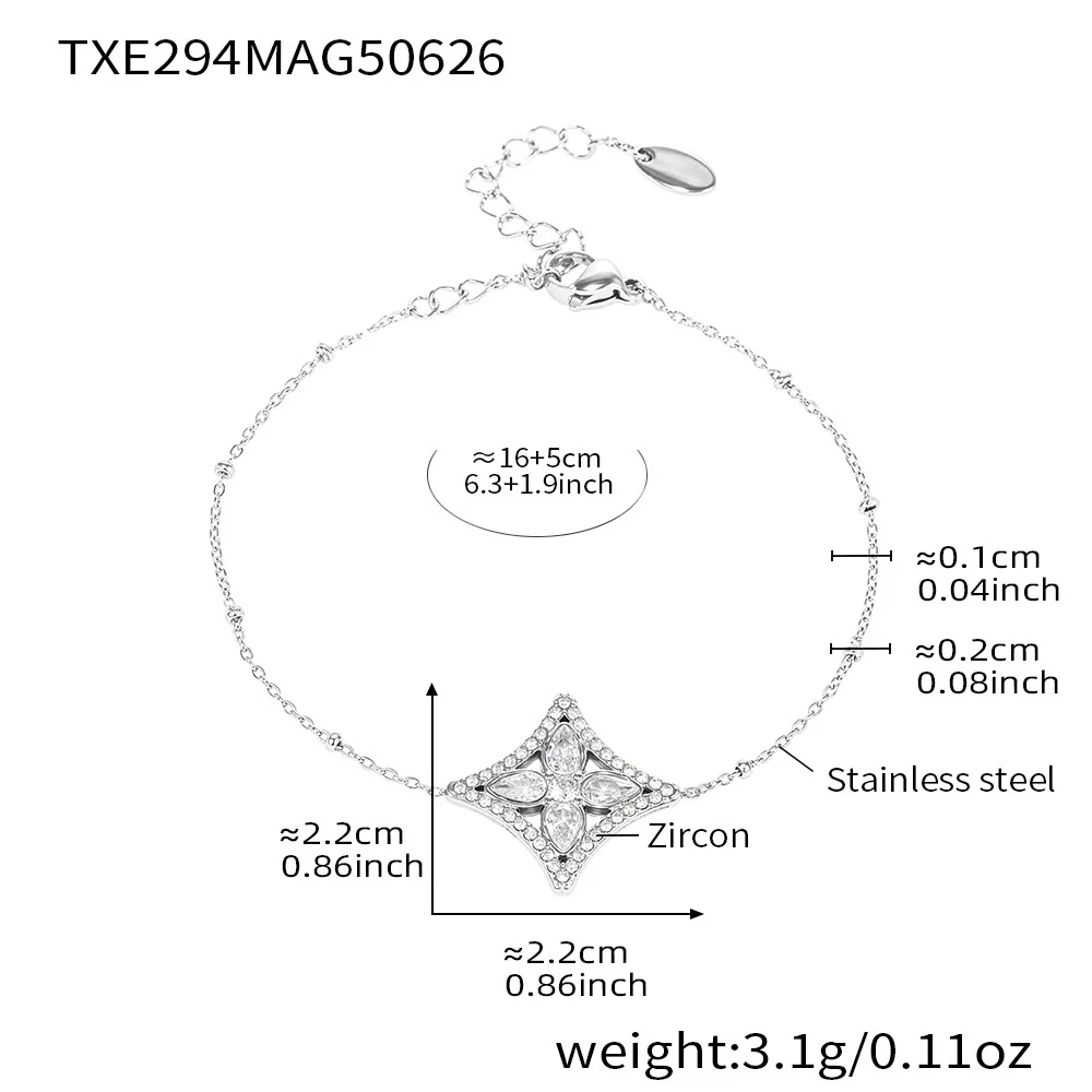Wholesale Ferris Wheel Zircon Rhombus Flower Stainless Steel Electroplated Jewelry Set For Women - Image 9