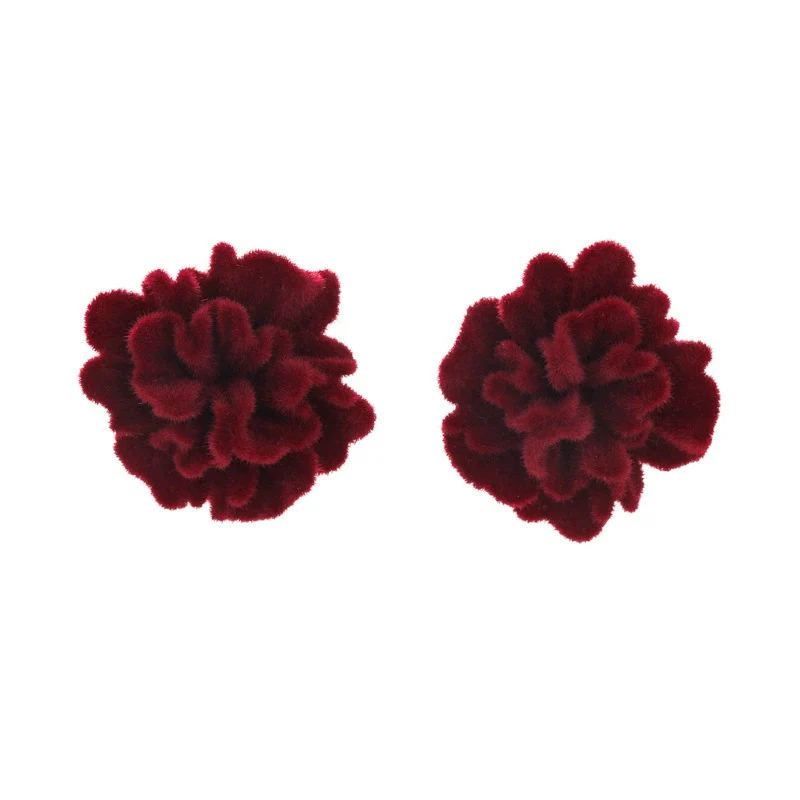Wholesale Flocked Flower Earrings For Women Electroplated Simple Style - Image 5
