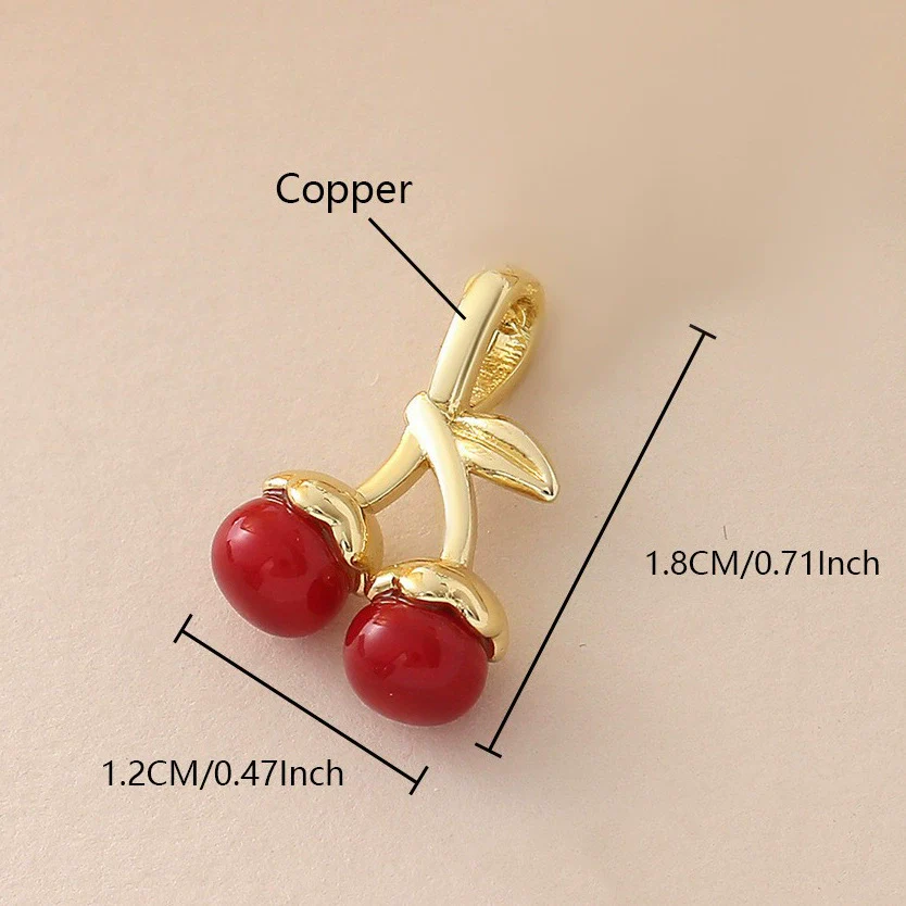 Wholesale Food Series Copper Goldplated Cherry Mushroom Oil Drop Pendant Diy Jewelry Accessories - Image 10