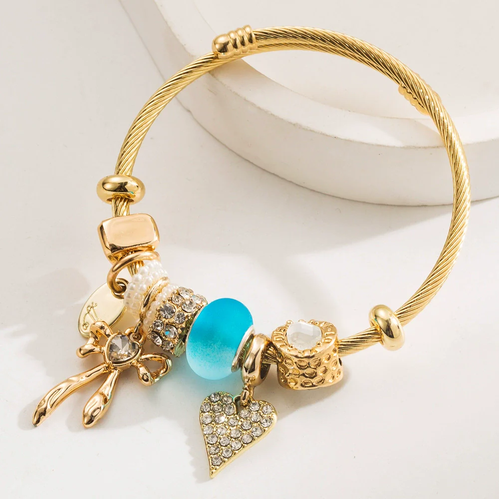 Wholesale Fresh Allmatch Adjustable Diamond Inlaid Alloy Bow And Heart Pattern Bracelet For Unisex - Image 3