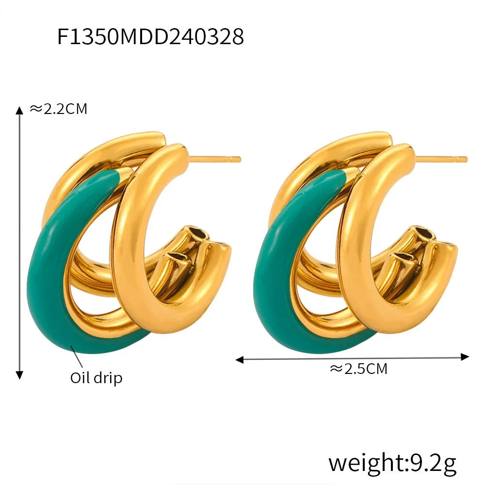 Wholesale Fresh Fashion Geometric Ushape And Cshape Electroplated Titanium Steel Earrings For Women - Image 9