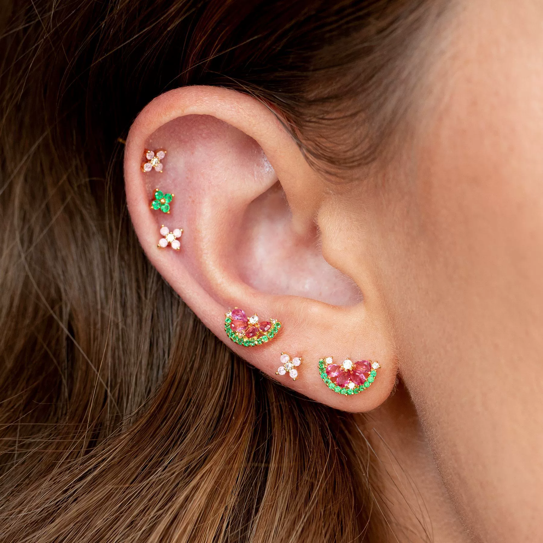 Wholesale Fruit Shaped Zircon Inlaid Copper Plated Real Gold Earrings - Image 2