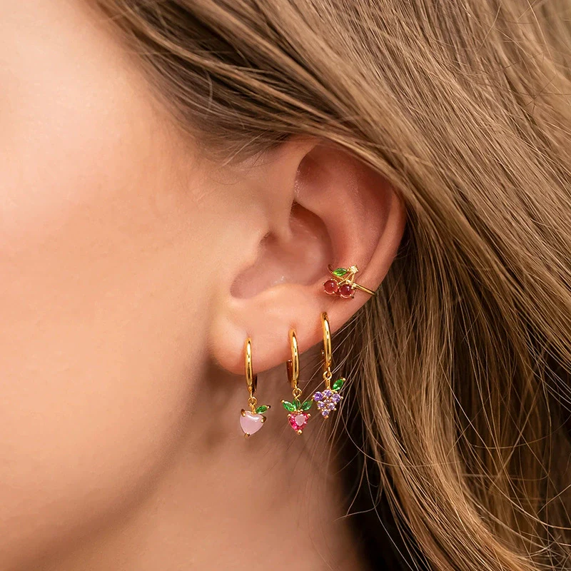 Wholesale Fruit Style Copper Earrings With Real Gold Plating For Women - Image 3