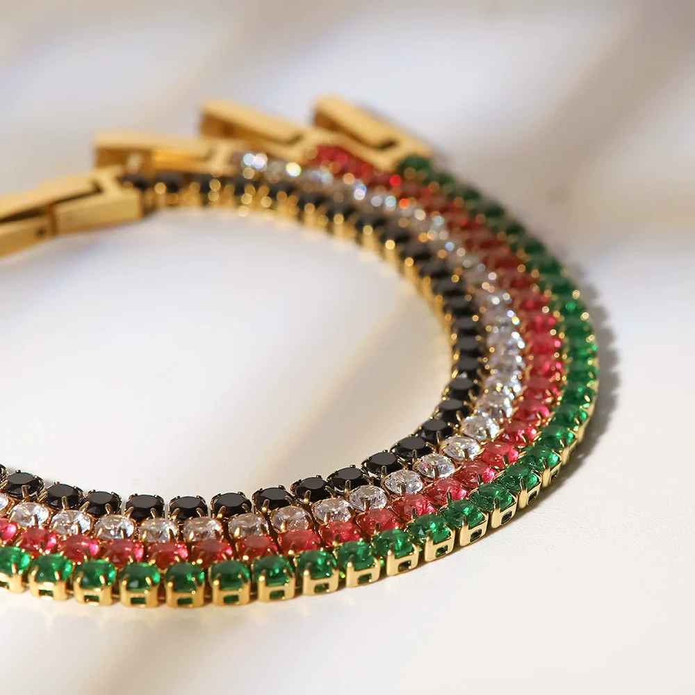 Wholesale Geometric 14K Gold Inlaid With Zircon Stainless Steel Bracelet For Women