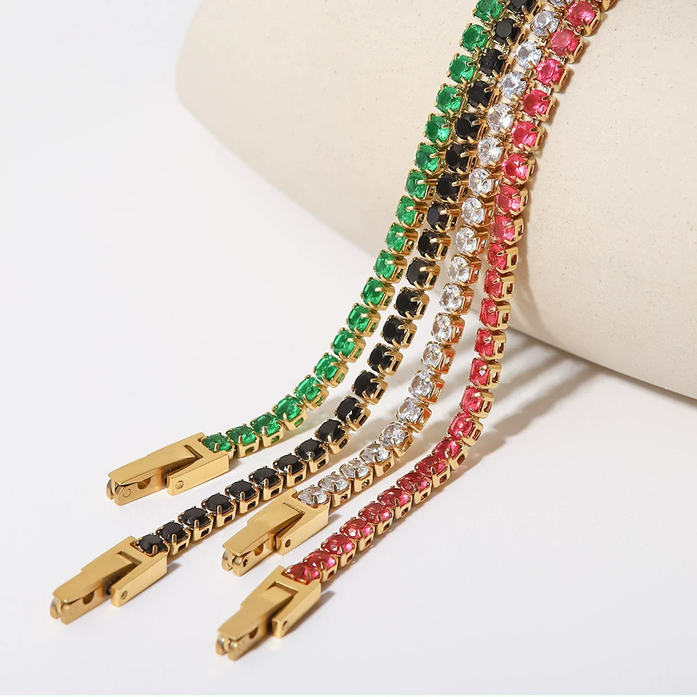 Wholesale Geometric 14K Gold Inlaid With Zircon Stainless Steel Bracelet For Women - Image 4