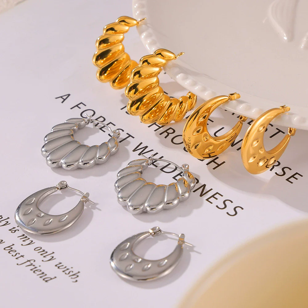 Wholesale Geometric 18K Gold Plated Titanium Steel Twist Earrings For Women