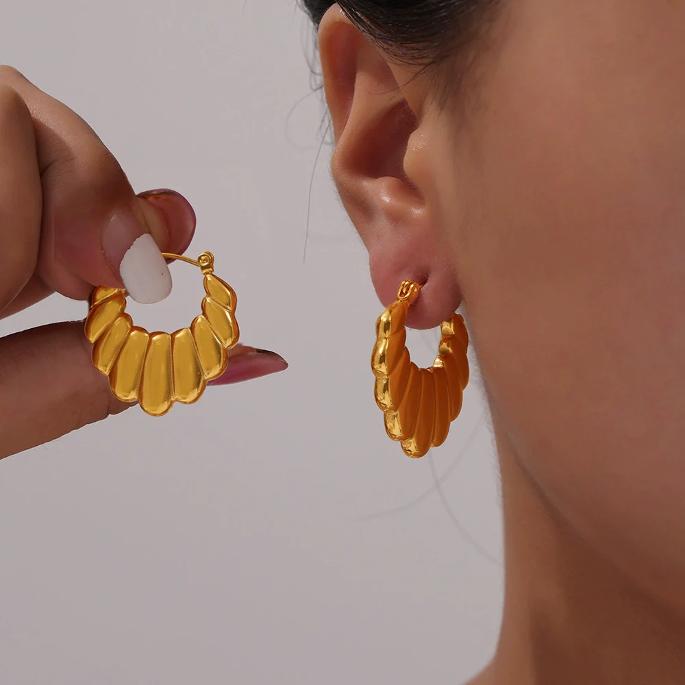 Wholesale Geometric 18K Gold Plated Titanium Steel Twist Earrings For Women - Image 2