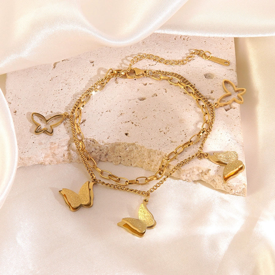 Wholesale Geometric Butterfly Cross Stainless Steel 18K Gold Plated Bracelet For Women - Image 4