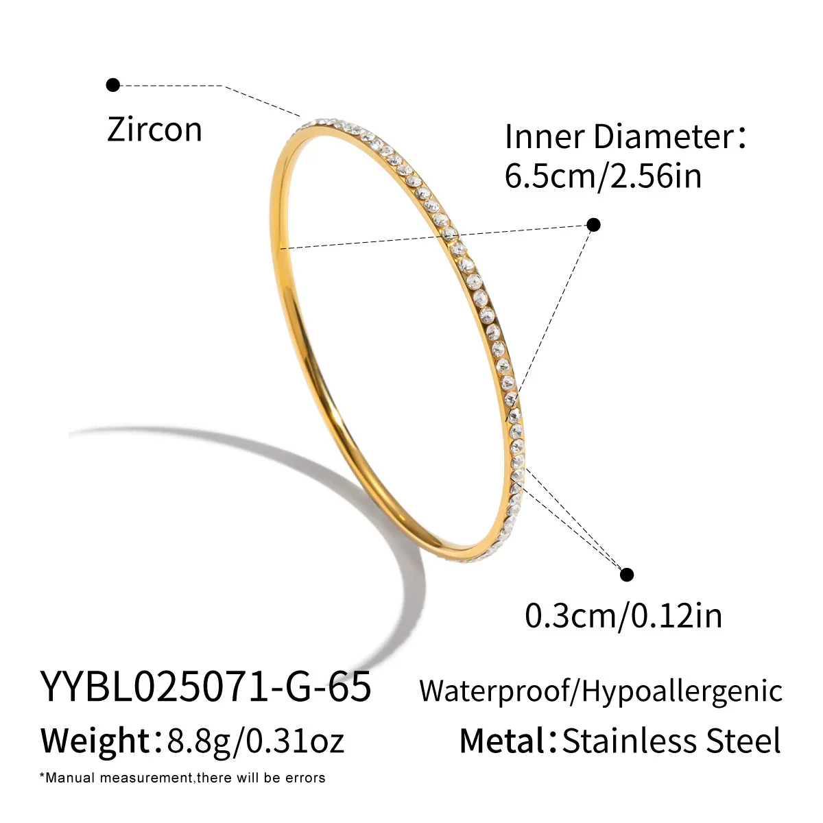 Wholesale Geometric Circle Diamondencrusted Electroplated Stainless Steel Bracelet For Women - Image 6