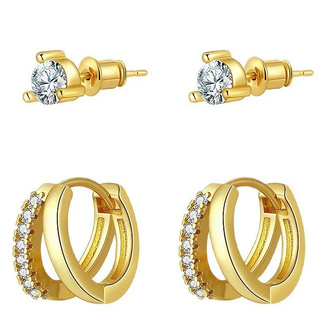 Wholesale Geometric Copper Earrings For Women Inlaid With Zircon Electroplated - Image 5