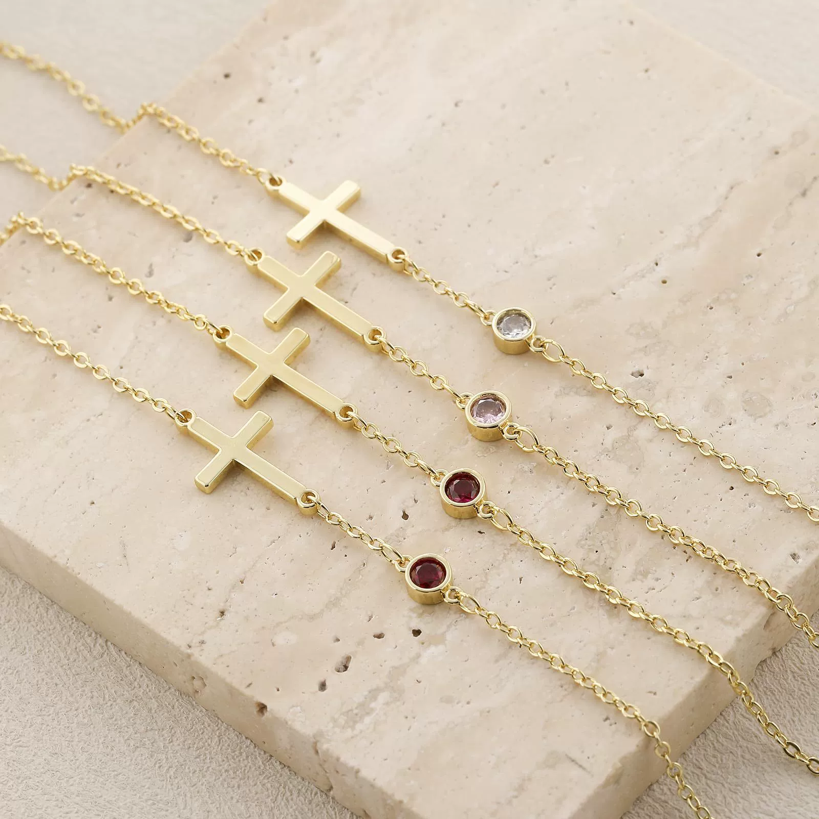 Wholesale Geometric Copper Electroplated Women's Cross Bracelet With Inlaid Birthstone Light Luxury Highend Jewelry - Image 2