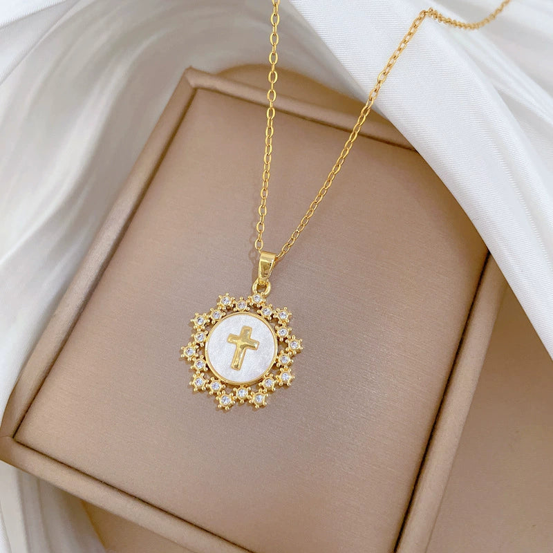 Wholesale Geometric Copper Pendant Stainless Steel Diamond Necklace For Women And Men - Image 3