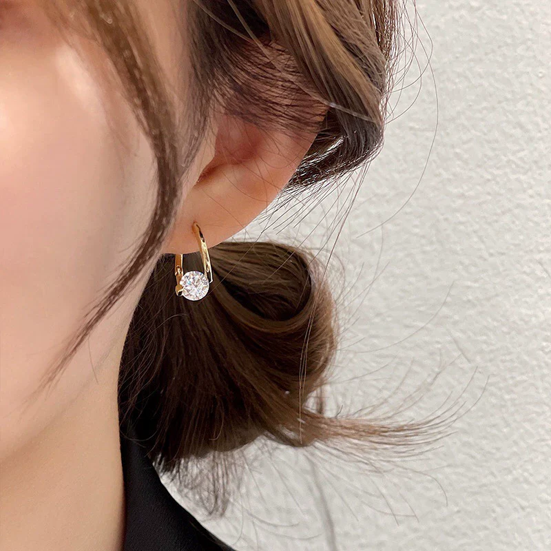 Wholesale Geometric Copper Zircon Earrings For Women - Image 4