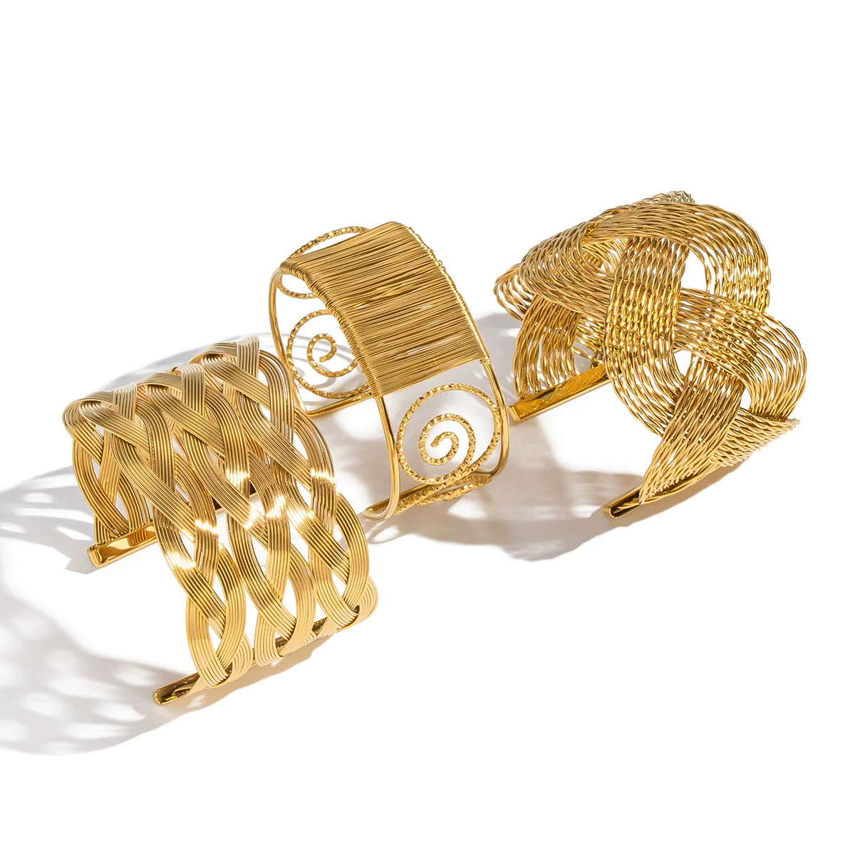 Wholesale Geometric Cut Out Cross Mesh Design Electroplated Stainless Steel Bracelet Jewelry For Women - Image 5