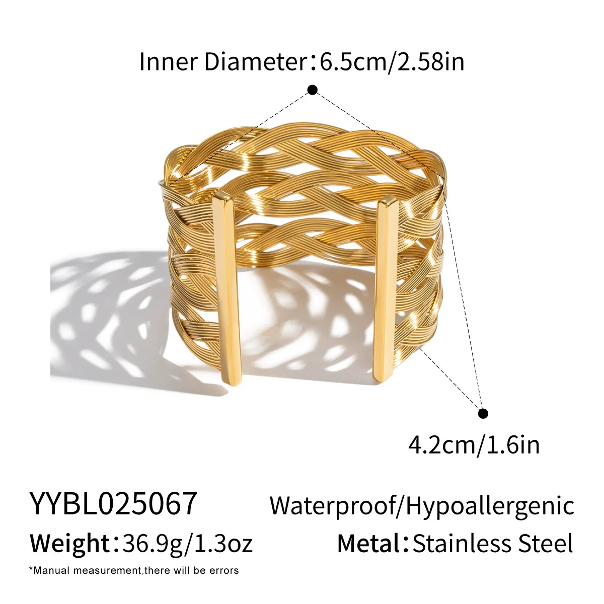 Wholesale Geometric Cut Out Cross Mesh Design Electroplated Stainless Steel Bracelet Jewelry For Women - Image 7