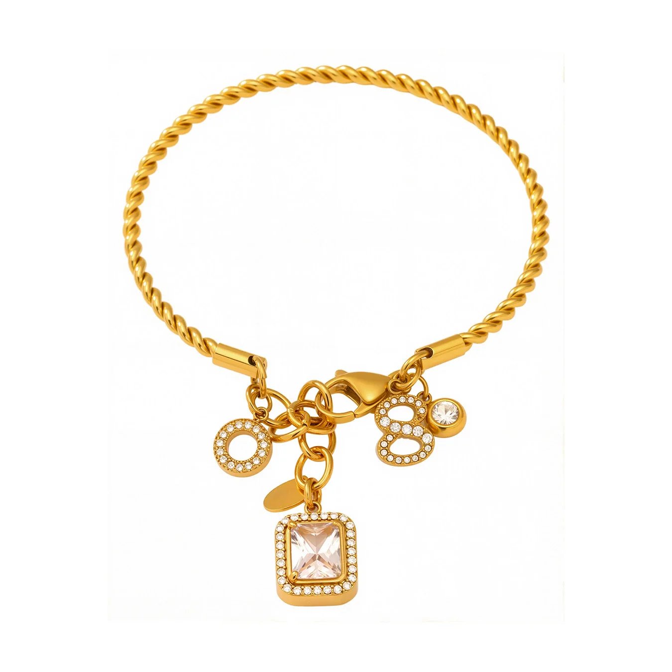 Wholesale Geometric Diamond Ferris Wheel Pendant Bracelet For Women Stainless Steel Zircon Gold Plated Hand Jewelry - Image 4