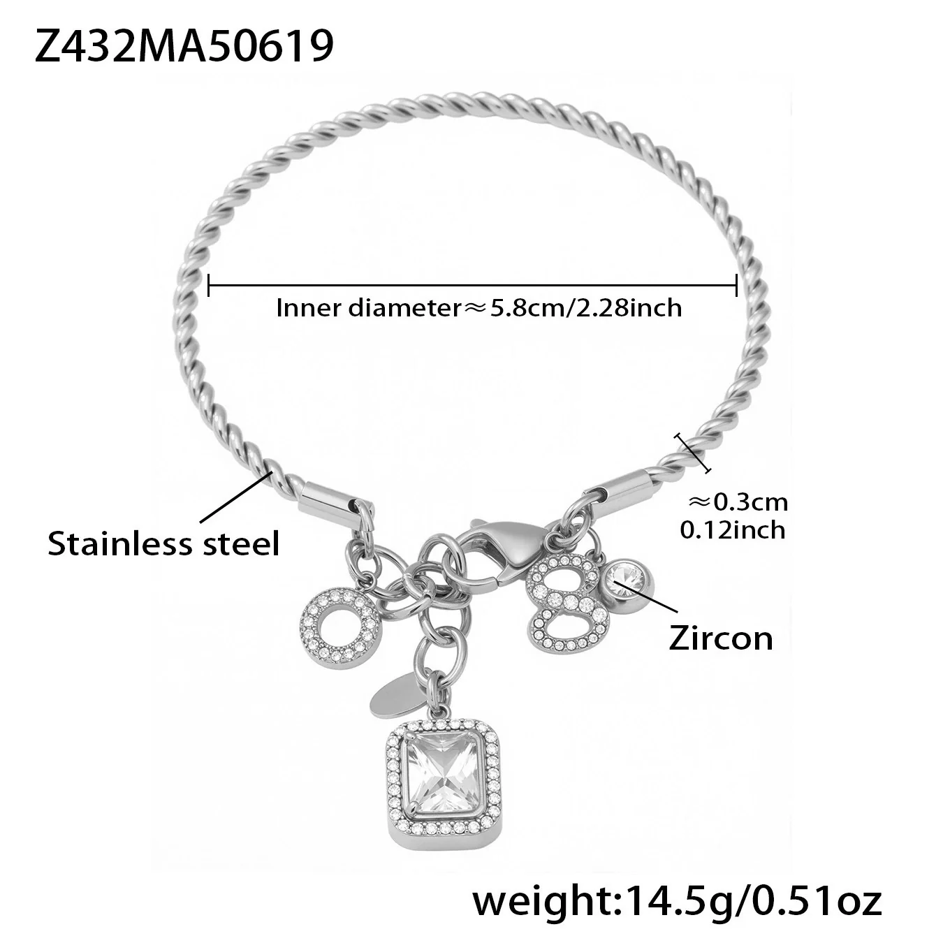 Wholesale Geometric Diamond Ferris Wheel Pendant Bracelet For Women Stainless Steel Zircon Gold Plated Hand Jewelry - Image 6