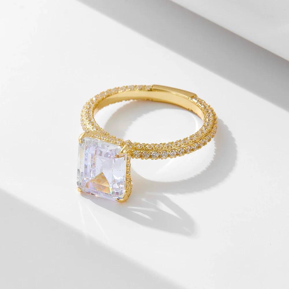 Wholesale Geometric Diamond Inlaid 925 Sterling Silver Ring For Women