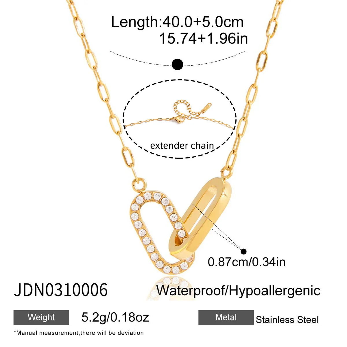 Wholesale Geometric Doublering Stainless Steel Electroplated 18K Gold Clavicle Necklace For Women - Image 5