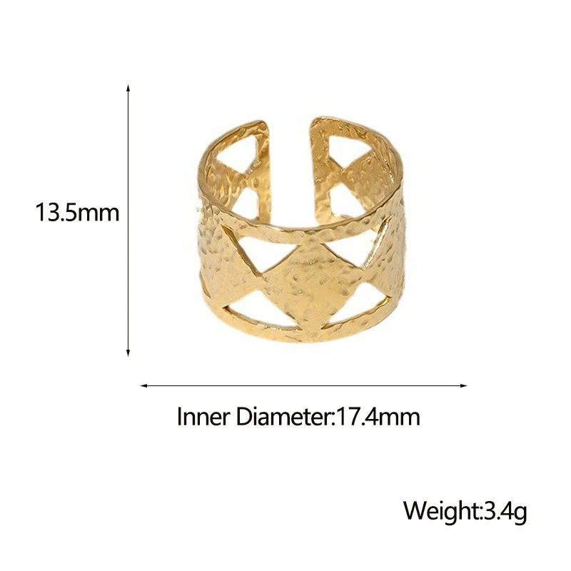 Wholesale Geometric Electroplated Stainless Steel Adjustable Open Ring For Women - Image 5