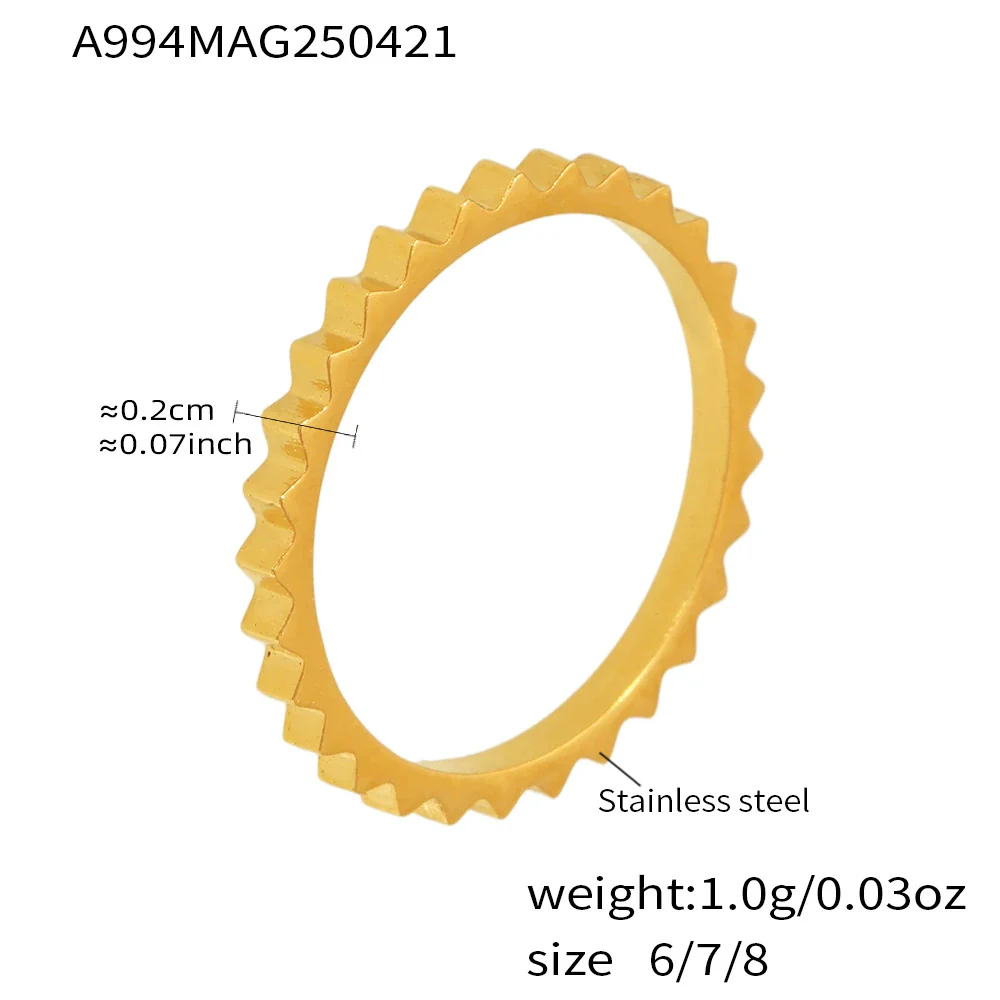 Wholesale Geometric Electroplated Stainless Steel Ferris Wheel Gear Stackable Ring For Women - Image 6