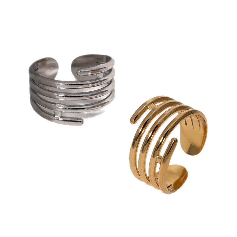 Wholesale Geometric Electroplated Stainless Steel Open Adjustable Women's Rings Fashionable Simple And Versatile - Image 5