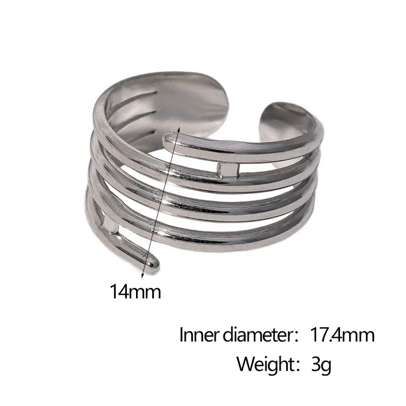 Wholesale Geometric Electroplated Stainless Steel Open Adjustable Women's Rings Fashionable Simple And Versatile - Image 7