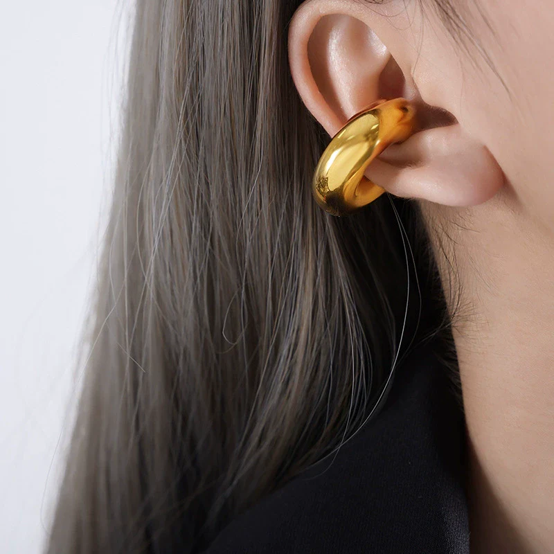 Wholesale Geometric Electroplated Titanium Steel Ear Clips For Girls Fashion Jewelry - Image 7