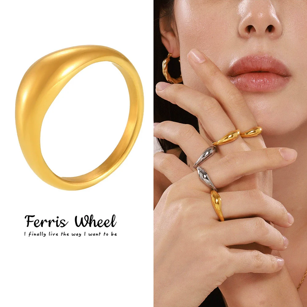 Wholesale Geometric Electroplated Titanium Steel Ferris Wheel Ring Unisex