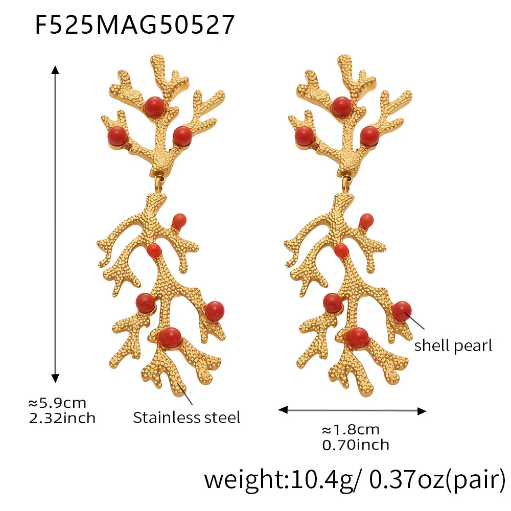 Wholesale Geometric Ferris Wheel Exaggerated Elegant Red Coral Oil Drop Enamel Glaze Stainless Steel 18K Gold Plated Earrings For Women And Men - Image 6