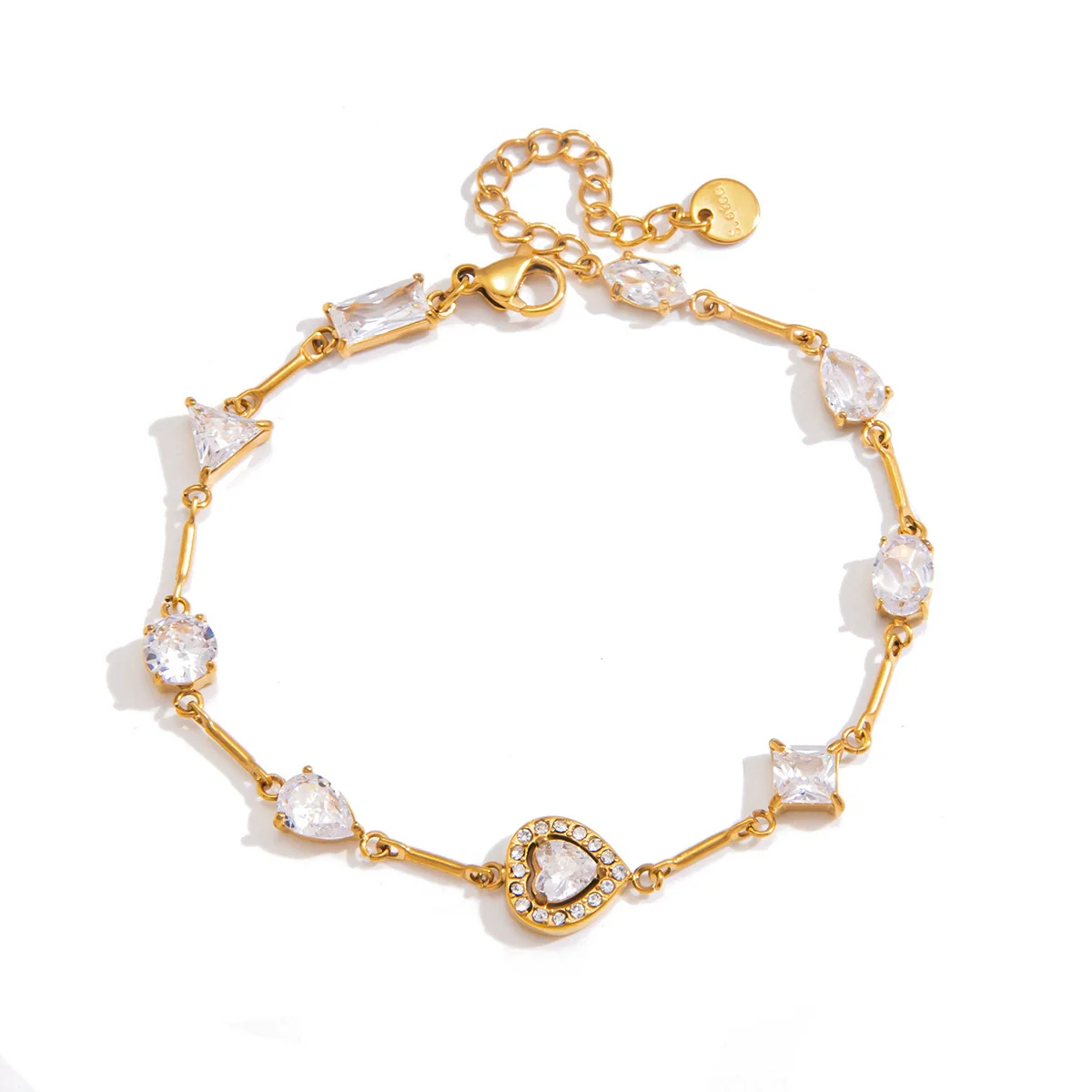 Wholesale Geometric Heartshaped Electroplated Titanium Steel And Stainless Steel Bracelet For Women - Image 5