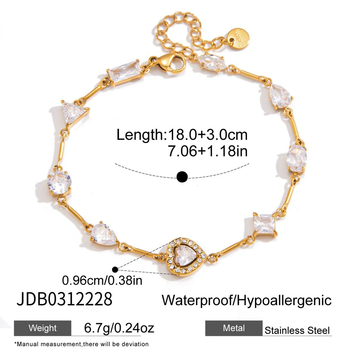 Wholesale Geometric Heartshaped Electroplated Titanium Steel And Stainless Steel Bracelet For Women - Image 6
