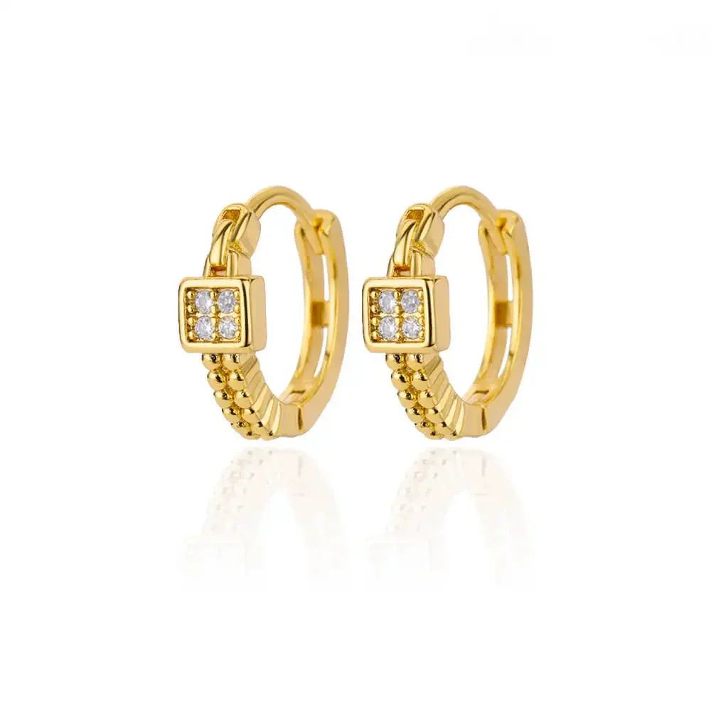 Wholesale Geometric Heartshaped Hollow Earrings Stainless Steel Inlaid With Colored Zircon Gold Edge Button Style Unisex Electroplated - Image 16