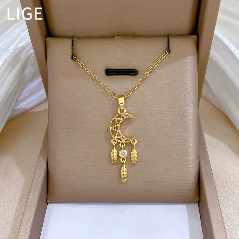 Wholesale Geometric Light Luxury Stainless Steel And Copper Tassel Necklace For Unisex