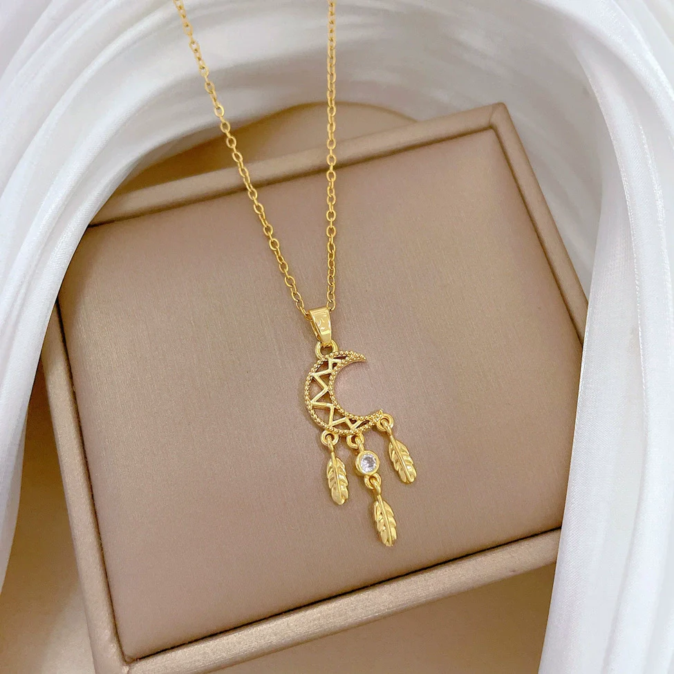 Wholesale Geometric Light Luxury Stainless Steel And Copper Tassel Necklace For Unisex - Image 3