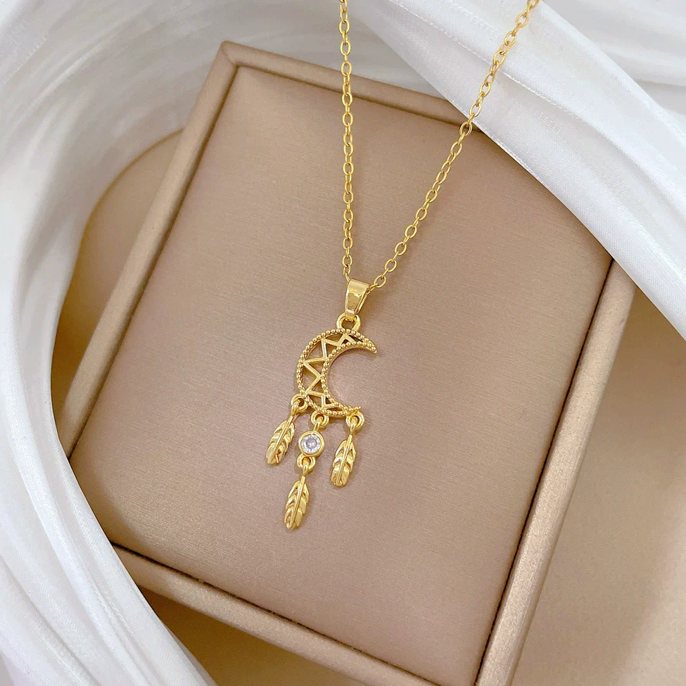 Wholesale Geometric Light Luxury Stainless Steel And Copper Tassel Necklace For Unisex - Image 4