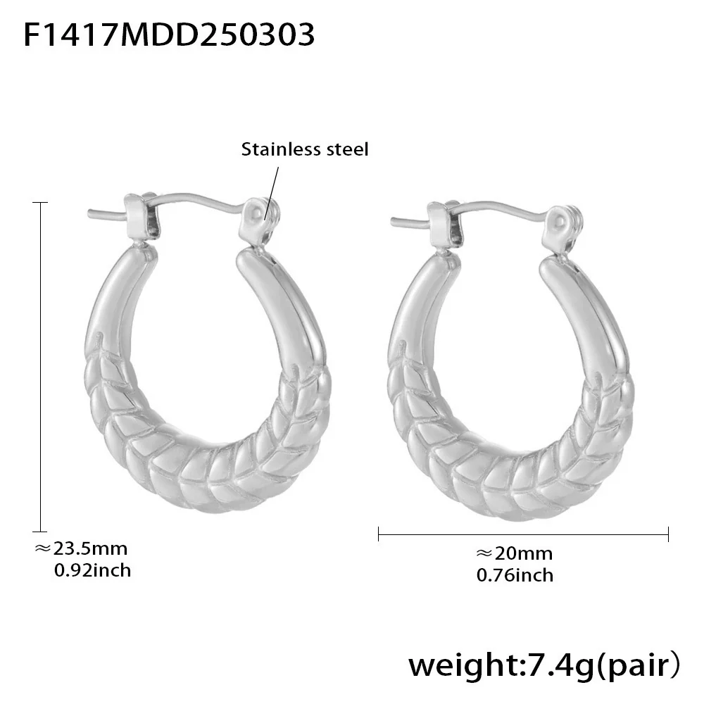 Wholesale Geometric Light Luxury Style Stainless Steel Gold Plated Ferris Wheel And Wheat Grain Earrings For Women - Image 9