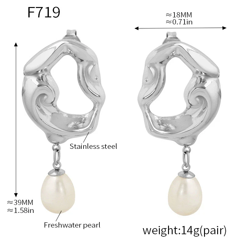 Wholesale Geometric Medieval Baroque Freshwater Pearl And Stainless Steel Electroplated Earrings Unisex Ins Style Minimalist - Image 7